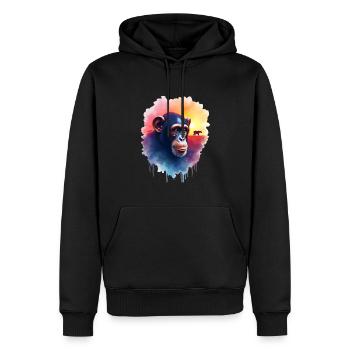 Schimpanse Kunst Kunstwerk Wasserfarbe Wald Affen - Männer Premium Bio Hoodie - Schwarz - Vorne - Nico (187cm)