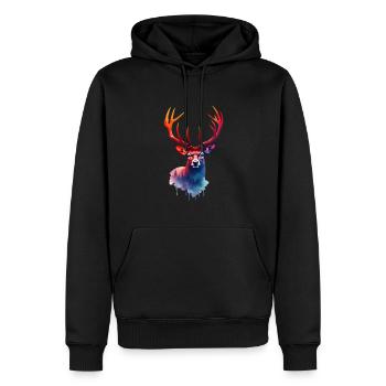 Cerf Art Oeuvre Aquarelle Woodland Deer - Sweat à capuche Premium bio Homme - noir - Devant - Nico (187cm)