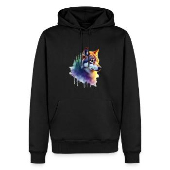 Wolf Kunst Kunstwerk Wasserfarbe Wald Wolf - Männer Premium Bio Hoodie - Schwarz - Vorne - Nico (187cm)