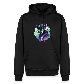 raton laveur musique rappeur cool raton laveur - Sweat à capuche Premium bio Homme - noir - Devant - Nico (187cm)