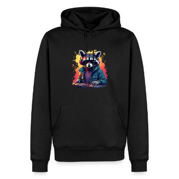 Waschbär Musik DJ Cooles Waschbär - Männer Premium Bio Hoodie - Schwarz - Vorne - Nico (187cm)
