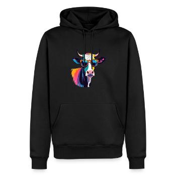 Cow Art Oeuvre Pop Art Vaches - Sweat à capuche Premium bio Homme - noir - Devant - Nico (187cm)