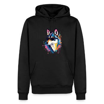Wolf Kunst Kunstwerk Pop Art Wolfs - Männer Premium Bio Hoodie - Schwarz - Vorne - Nico (187cm)
