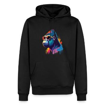 Gorille Art Oeuvre Pop Art Gorille - Sweat à capuche Premium bio Homme - noir - Devant - Nico (187cm)