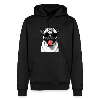 Mops mit Sonnenbrille Hund Tier Motiv lustiger - Männer Premium Bio Hoodie - Schwarz - Vorne - Nico (187cm)