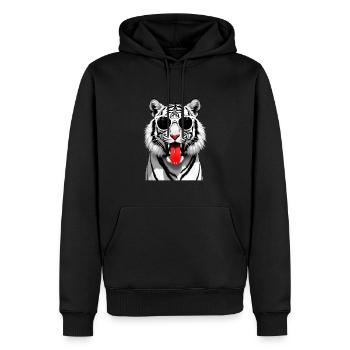 Tiger mit Sonnenbrille Tier Motiv lustiges Tiger - Männer Premium Bio Hoodie - Schwarz - Vorne - Nico (187cm)