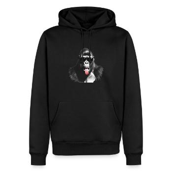 Gorille chien motif animal singe drôle - Sweat à capuche Premium bio Homme - noir - Devant - Nico (187cm)