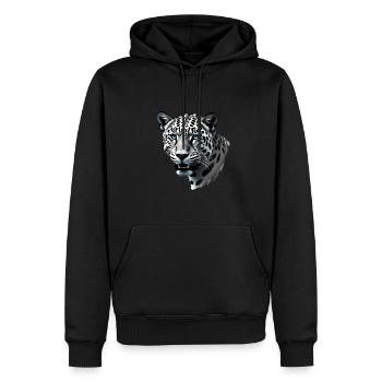 Leopard mit Blauen Augen Tier Motiv Kunst - Männer Premium Bio Hoodie - Schwarz - Vorne - Nico (187cm)