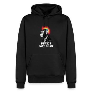 Chimpanzé Punk Punk n’est pas mort drôle de singe - Sweat à capuche Premium bio Homme - noir - Devant - Nico (187cm)