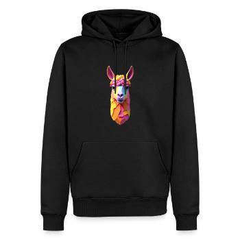 Lama Alpaka Polygon Tier Motiv Kunst Alpaka - Männer Premium Bio Hoodie - Schwarz - Vorne - Nico (187cm)