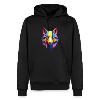 Polygon Kunst Wolf Wölfe Tier Motiv Kunst Wolf - Männer Premium Bio Hoodie - Schwarz - Vorne - Nico (187cm)