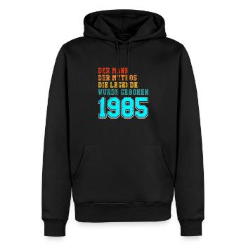 40. Geburtstag 1985 der Mann der Mythos die - Männer Premium Bio Hoodie - Schwarz - Vorne - Nico (187cm)