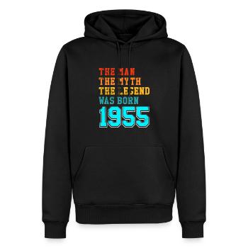 70. Geburtstag 1955 der Mann der Mythos die - Männer Premium Bio Hoodie - Schwarz - Vorne - Nico (187cm)