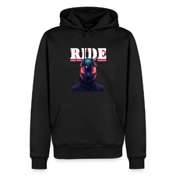 Design de motard cool avec le texte - Sweat à capuche Premium bio Homme - noir - Devant - Nico (187cm)