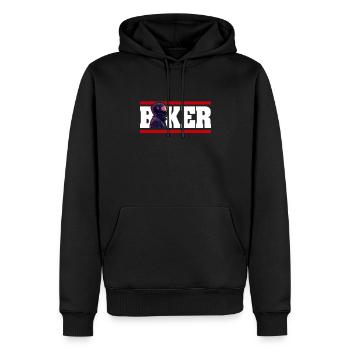 Biker saying motorcyclist design with a biker - Men’s Premium Organic Hoodie - black - Front - Nico (187cm)