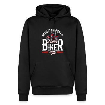 Dicton de motard : c’est à ça qu’ressemble un motard vraiment cool - Sweat à capuche Premium bio Homme - noir - Devant - Nico (187cm)