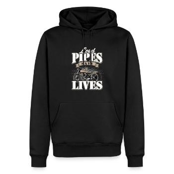 Motorcycle Motorcyclist Biker Loud Pipes Save - Men’s Premium Organic Hoodie - black - Front - Nico (187cm)