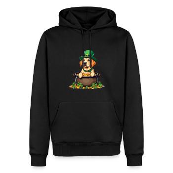 Golden Retriever St. Patricks Day Outfit Hunde - Männer Premium Bio Hoodie - Schwarz - Vorne - Nico (187cm)