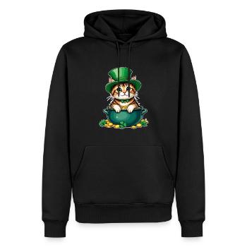 Chat Tenue de la Saint-Patrick Chats - Sweat à capuche Premium bio Homme - noir - Devant - Nico (187cm)