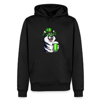 Husky St. Patricks Day Bier Outfit Hunde - Männer Premium Bio Hoodie - Schwarz - Vorne - Nico (187cm)