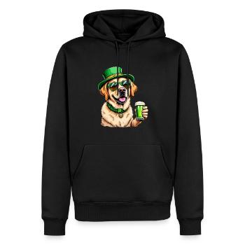 Golden Retriever St. Patricks Day Bier Outfit - Männer Premium Bio Hoodie - Schwarz - Vorne - Nico (187cm)