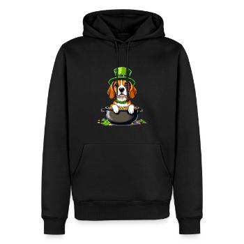 Beagle St. Patrick’s Day Bière Outfit Chiens - Sweat à capuche Premium bio Homme - noir - Devant - Nico (187cm)