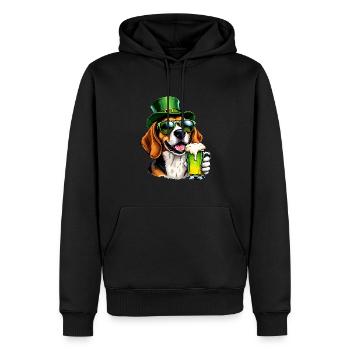 Beagle St. Patrick’s Day Bière Outfit Chiens - Sweat à capuche Premium bio Homme - noir - Devant - Nico (187cm)