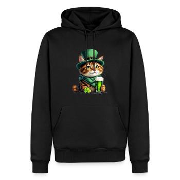Katze St. Patricks Day Bier Outfit Katzen - Männer Premium Bio Hoodie - Schwarz - Vorne - Nico (187cm)