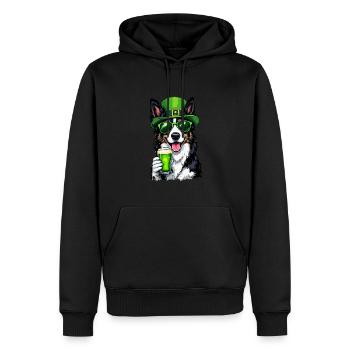 Collie St. Patricks Day Bier Outfit Hunde - Männer Premium Bio Hoodie - Schwarz - Vorne - Nico (187cm)