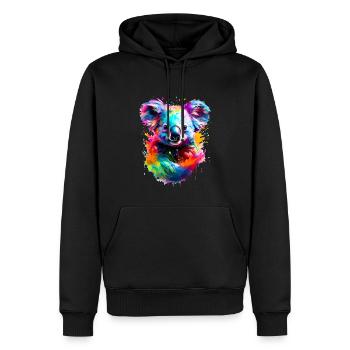 Koala peint - Sweat à capuche Premium bio Homme - noir - Devant - Nico (187cm)
