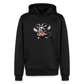 Coeur de souris - Sweat à capuche Premium bio Homme - noir - Devant - Nico (187cm)