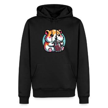 Bubble Tea Hamster Boba Tea Kawaii Cadeau - Sweat à capuche Premium bio Homme - noir - Devant - Nico (187cm)