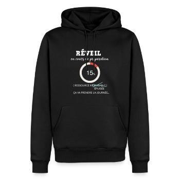 Réveil Lent Ressource Inépuisable - Sweat à capuche Premium bio Homme - noir - Devant - Nico (187cm)