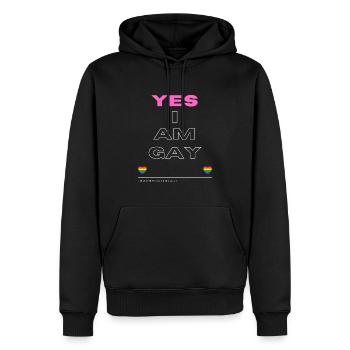 Oui, je suis gay Pride Shirt - Sweat à capuche Premium bio Homme - noir - Devant - Nico (187cm)
