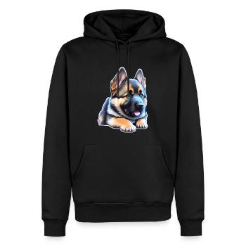 Cute German Shepherd Puppy - Men’s Premium Organic Hoodie - black - Front - Nico (187cm)