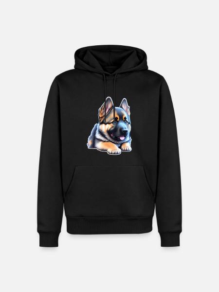 Cute German Shepherd Puppy - Men’s Premium Organic Hoodie - black