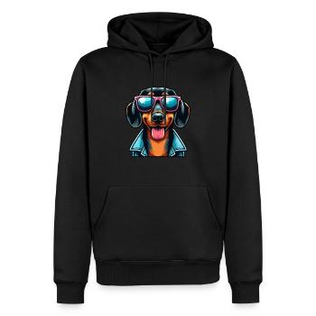 Teckel rétro - Sweat à capuche Premium bio Homme - noir - Devant - Nico (187cm)