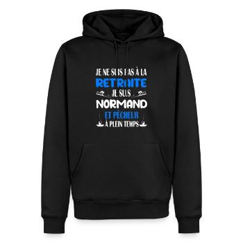 Grand-père retraité normand pêcheur t-shirt - Sweat à capuche Premium bio Homme - noir - Devant - Nico (187cm)