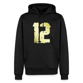 12 Nombre Vintage - Sweat à capuche Premium bio Homme - noir - Devant - Nico (187cm)