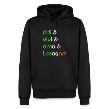 Ridi vivi ama lasagne - Männer Premium Bio Hoodie - Schwarz - Vorne - Nico (187cm)