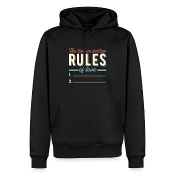 Sarcastique Deux règles non écrites jeu de mots - Sweat à capuche Premium bio Homme - noir - Devant - Nico (187cm)