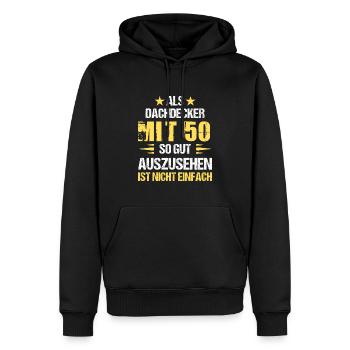Avec 50 beaux couvreurs - Sweat à capuche Premium bio Homme - noir - Devant - Nico (187cm)