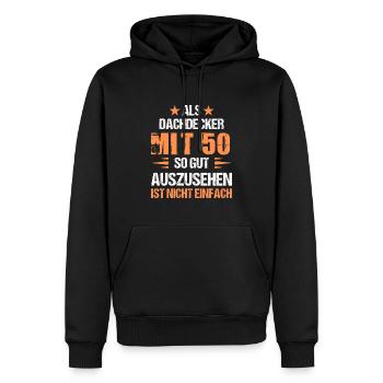 Avec 50 beaux couvreurs - Sweat à capuche Premium bio Homme - noir - Devant - Nico (187cm)