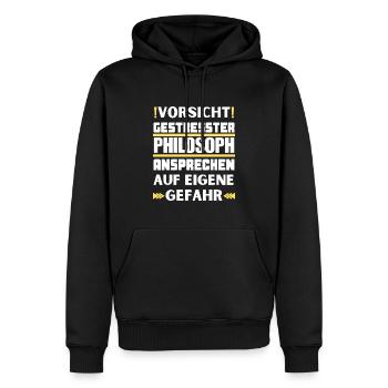 Ne parlez pas à des philosophes stressés ! - Sweat à capuche Premium bio Homme - noir - Devant - Nico (187cm)