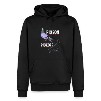 Pigeon Pigeoff – Humour pour les colombophiles - Sweat à capuche Premium bio Homme - noir - Devant - Nico (187cm)