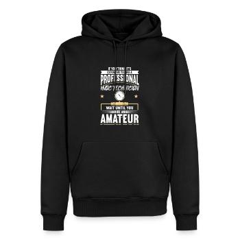 Technicien professionnel en climatisation disant - Sweat à capuche Premium bio Homme - noir - Devant - Nico (187cm)