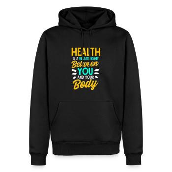 Mental Strength - Health & Body Relationship - Men’s Premium Organic Hoodie - black - Front - Nico (187cm)