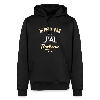 Je peux pas j'ai barbecue - Cadeau humour - Sweat à capuche Premium bio Homme - noir - Devant - Nico (187cm)
