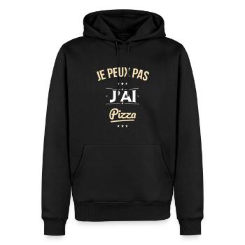 Je peux pas j'ai pizza - Cadeau humour - Sweat à capuche Premium bio Homme - noir - Devant - Nico (187cm)