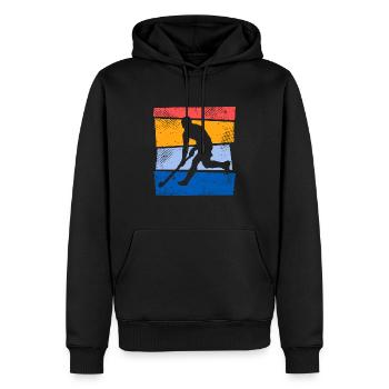 Joueur de hockey sur gazon rétro Joueur de hockey - Sweat à capuche Premium bio Homme - noir - Devant - Nico (187cm)